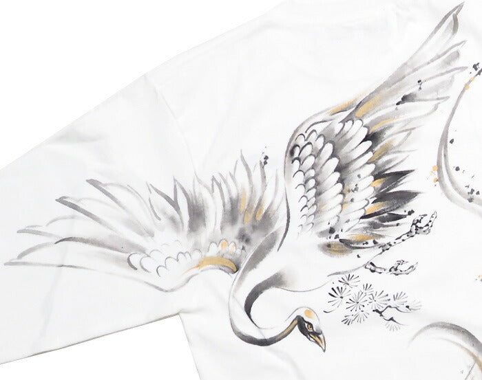 【2色】禅(ZEN) 手描き和柄Tシャツ 長袖“鶴亀” [KTLH0012]