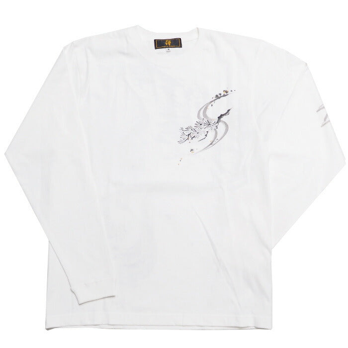 [2 colors] ZEN hand-painted Japanese pattern T-shirt long sleeve "Tsuru-Kame" [KTLH0012] 