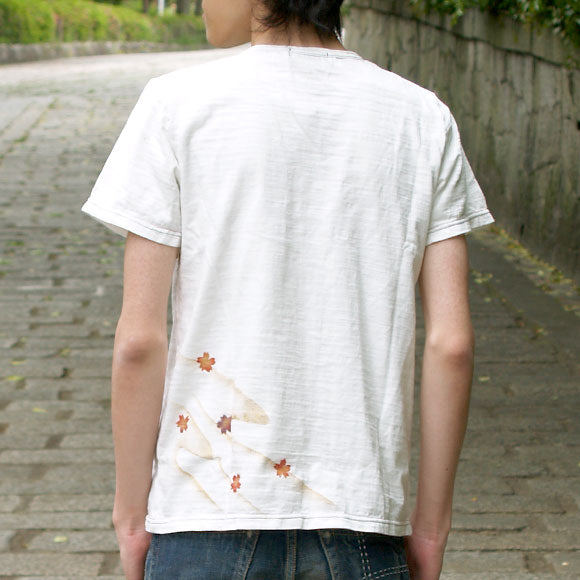 ZEN Hand Dyed Japanese Pattern T-shirt Short Sleeve White “Weeping Sakura” [KTM0004-WH] 