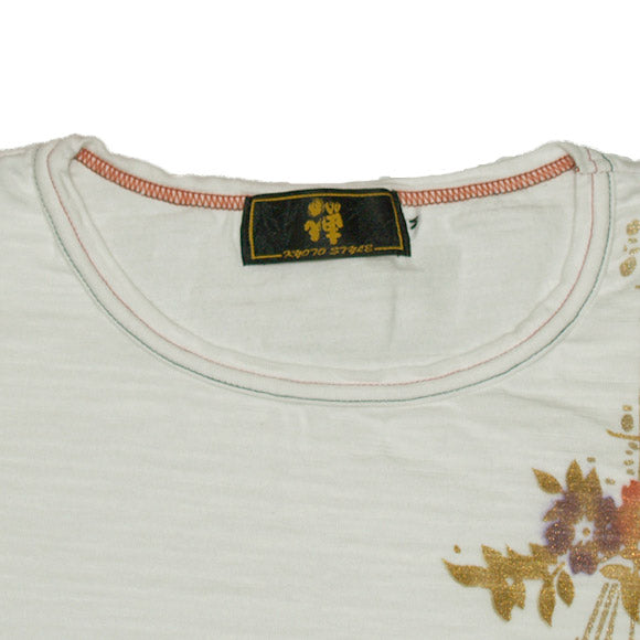 ZEN Hand Dyed Japanese Pattern T-shirt Short Sleeve White “Weeping Sakura” [KTM0004-WH] 