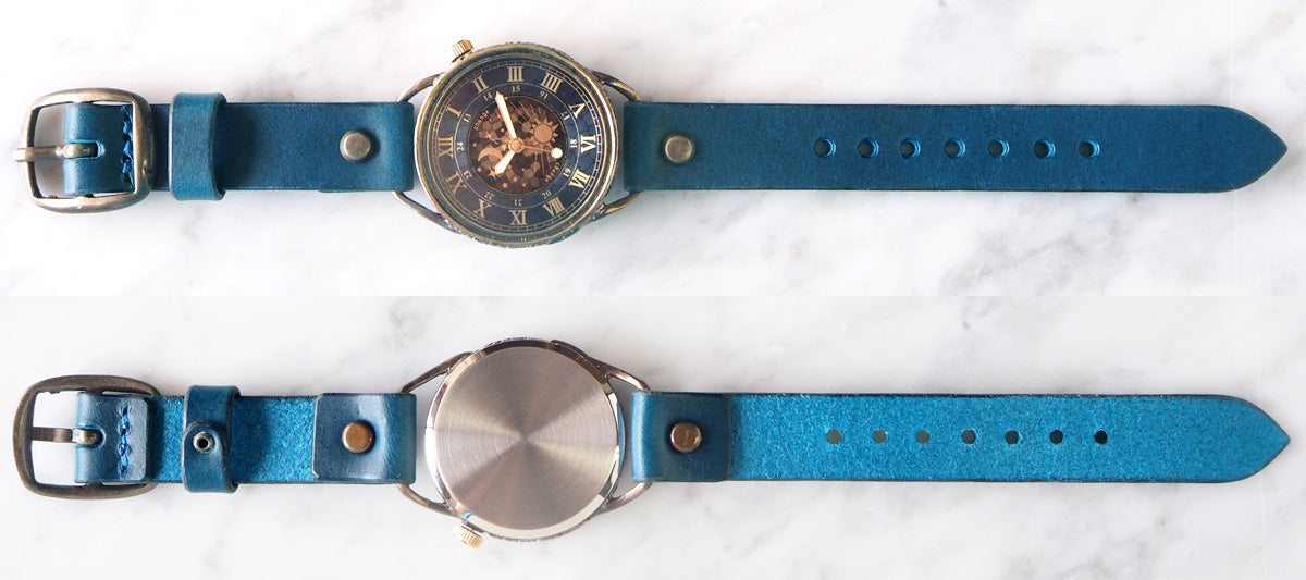 KINO Handmade Watch Change World SUN &amp; MOON Blue [L-13-BL] 