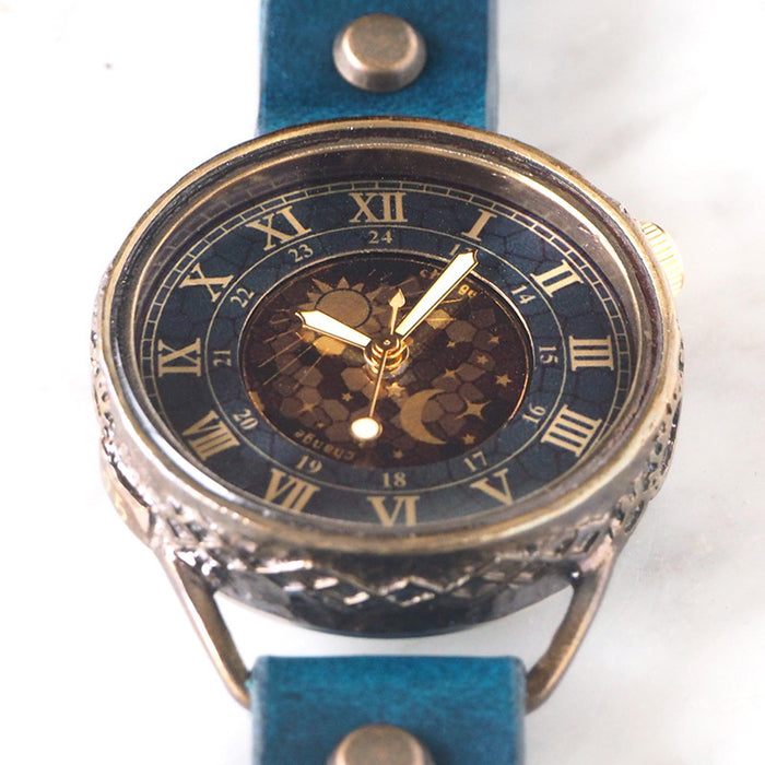 KINO Handmade Watch Change World SUN &amp; MOON Blue [L-13-BL] 