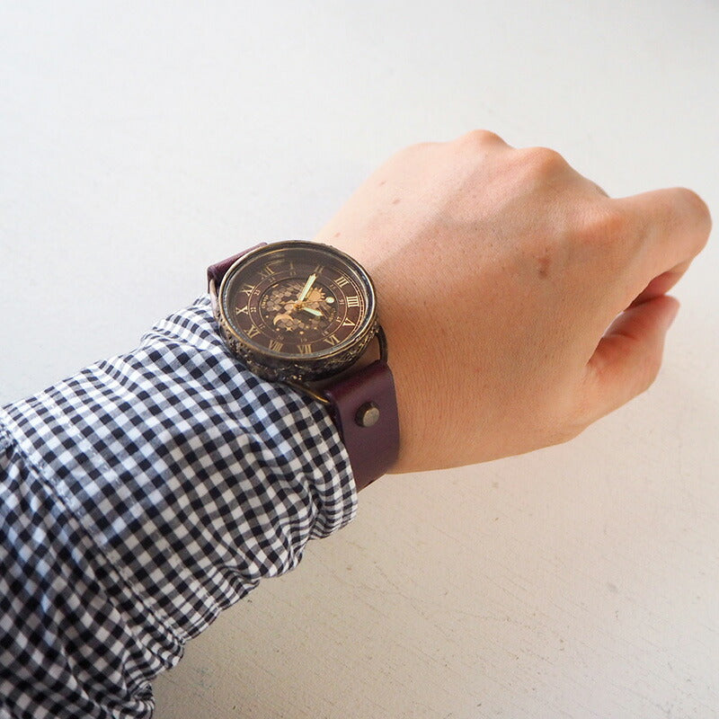 KINO(キノ) 手作り腕時計 チェンジワールド SUN＆MOON ワインブラウン [L-13-WI]