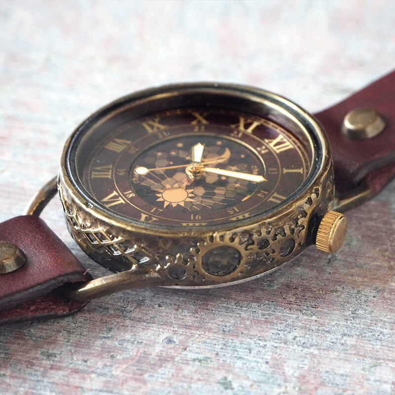 KINO(キノ) 手作り腕時計 チェンジワールド SUN＆MOON ワインブラウン [L-13-WI]