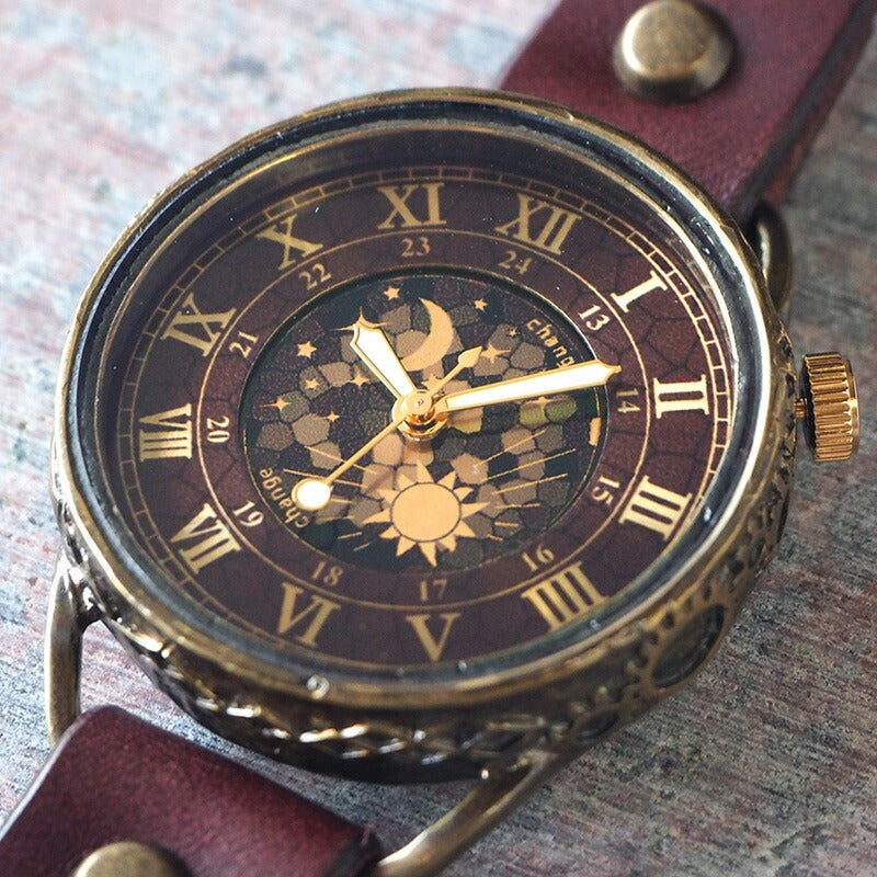 KINO(キノ) 手作り腕時計 チェンジワールド SUN＆MOON ワインブラウン [L-13-WI]