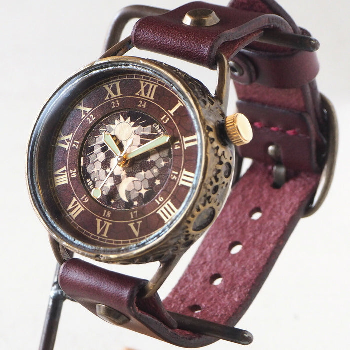 KINO(キノ) 手作り腕時計 チェンジワールド SUN＆MOON ワインブラウン [L-13-WI]