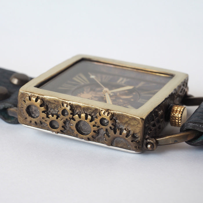 KINO(キノ) 手作り腕時計 チェンジワールド SUN＆MOON スクエア 真鍮 ブルー [L-17-BL]