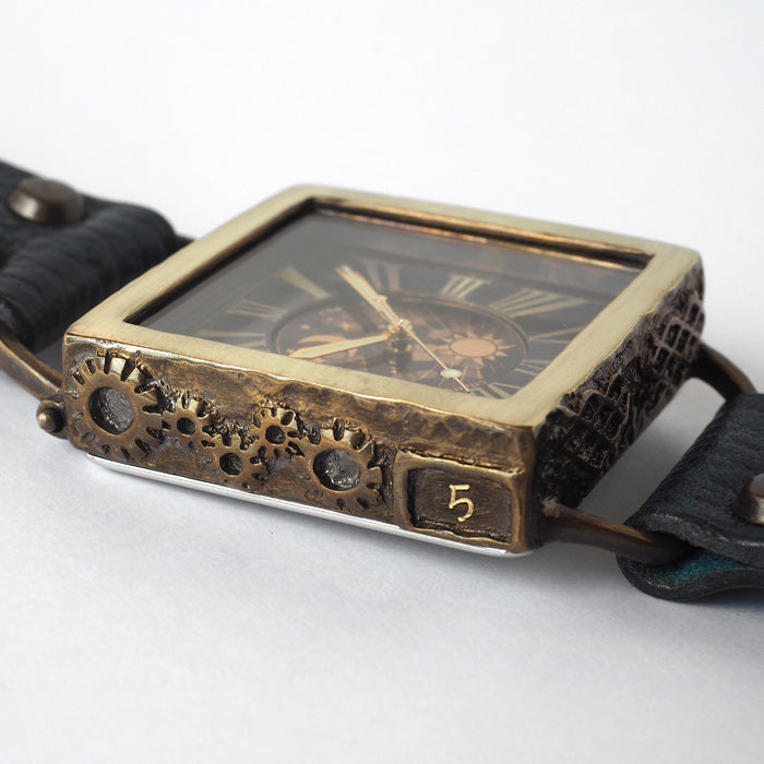 KINO(キノ) 手作り腕時計 チェンジワールド SUN＆MOON スクエア 真鍮 ブルー [L-17-BL]