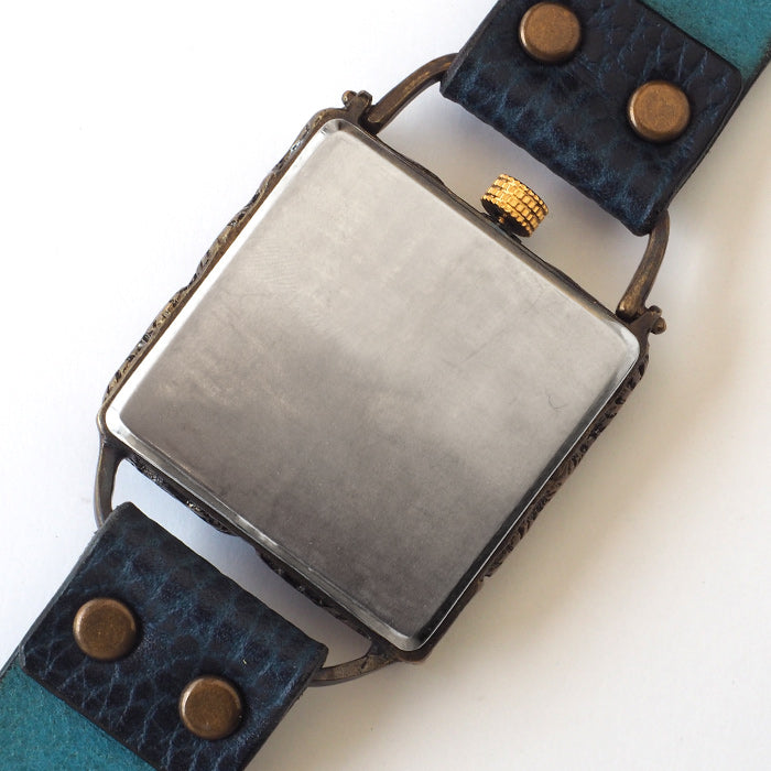 KINO(キノ) 手作り腕時計 チェンジワールド SUN＆MOON スクエア 真鍮 ブルー [L-17-BL]