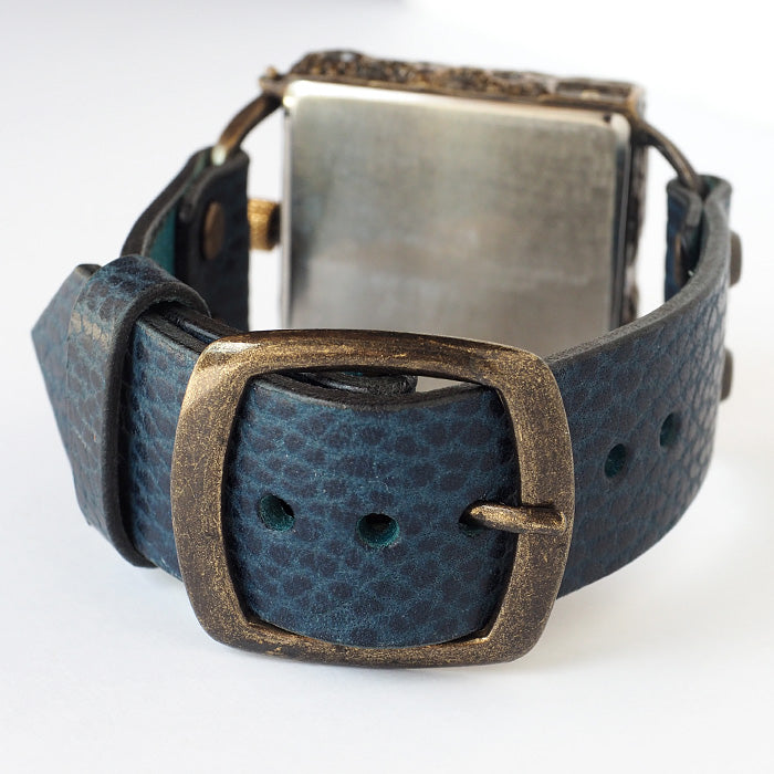 KINO(キノ) 手作り腕時計 チェンジワールド SUN＆MOON スクエア 真鍮 ブルー [L-17-BL]