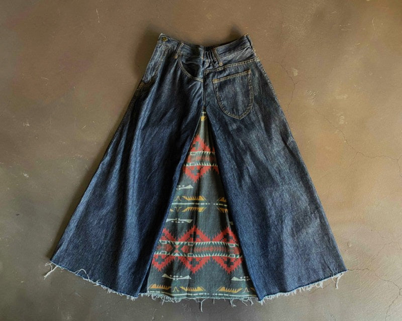 graphzero 5 pocket light ounce denim long skirt indigo native black [GZ-LA-5PKSKN-BK] Navajo flared skirt 