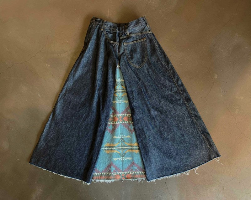 graphzero 5 pocket light ounce denim long skirt indigo native turquoise [GZ-LA-5PKSKN-TQ] Navajo flared skirt 
