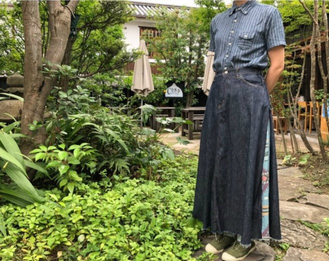 graphzero 5 pocket light ounce denim long skirt indigo native turquoise [GZ-LA-5PKSKN-TQ] Navajo flared skirt 