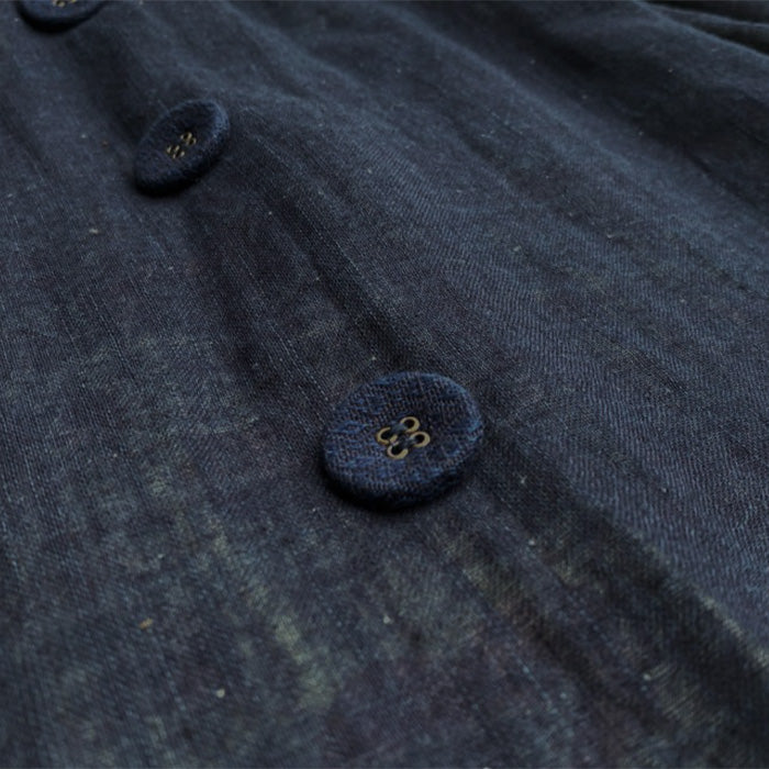 graphzero Covered Button Flare Skirt Indigo [La-CBFSK-0408]