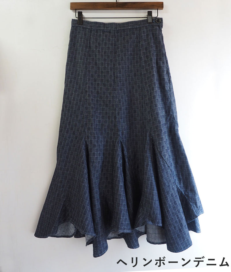 【2柄】graphzero(グラフゼロ) エスカルゴスカート 5オンスデニム インディゴ [La-EGSK-0403] 岡山 倉敷 児島 ジーンズ デニム ブランド マーメイドスカート ロングスカート