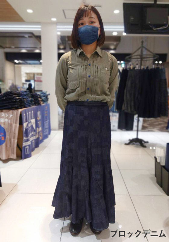 【2柄】graphzero(グラフゼロ) エスカルゴスカート 5オンスデニム インディゴ [La-EGSK-0403] 岡山 倉敷 児島 ジーンズ デニム ブランド マーメイドスカート ロングスカート