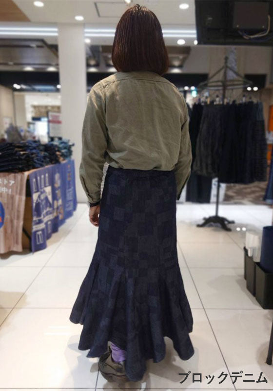 【2柄】graphzero(グラフゼロ) エスカルゴスカート 5オンスデニム インディゴ [La-EGSK-0403] 岡山 倉敷 児島 ジーンズ デニム ブランド マーメイドスカート ロングスカート