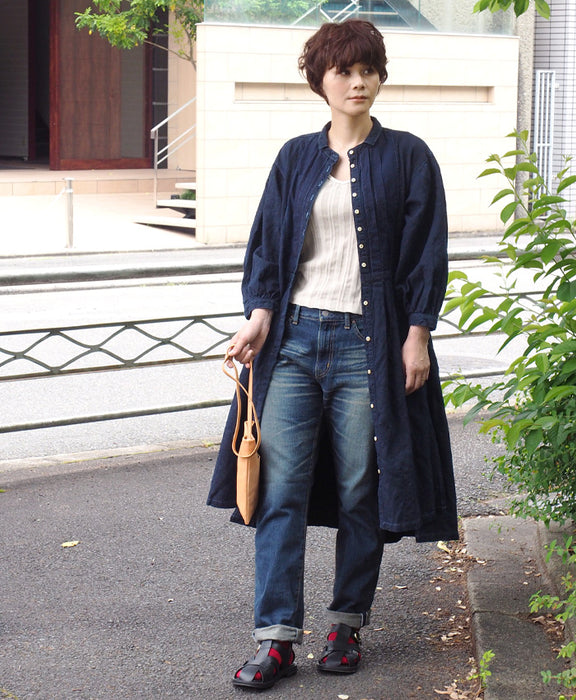 graphzero pleated dress indigo paisley free size [La-PTOP-0311] Okayama Kurashiki Kojima jeans denim brand 