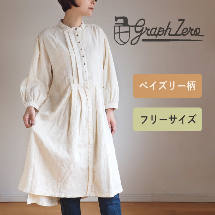graphzero pleated dress white paisley free size [La-PTOP-0406] Okayama Kurashiki Kojima jeans denim brand 