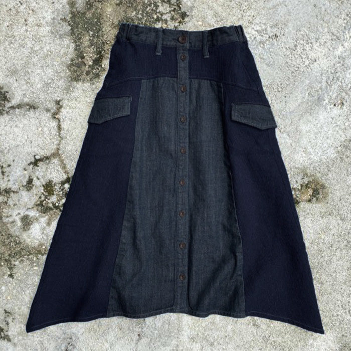 graphzero Switching Flare Skirt Indigo [La-SFSK-0408]