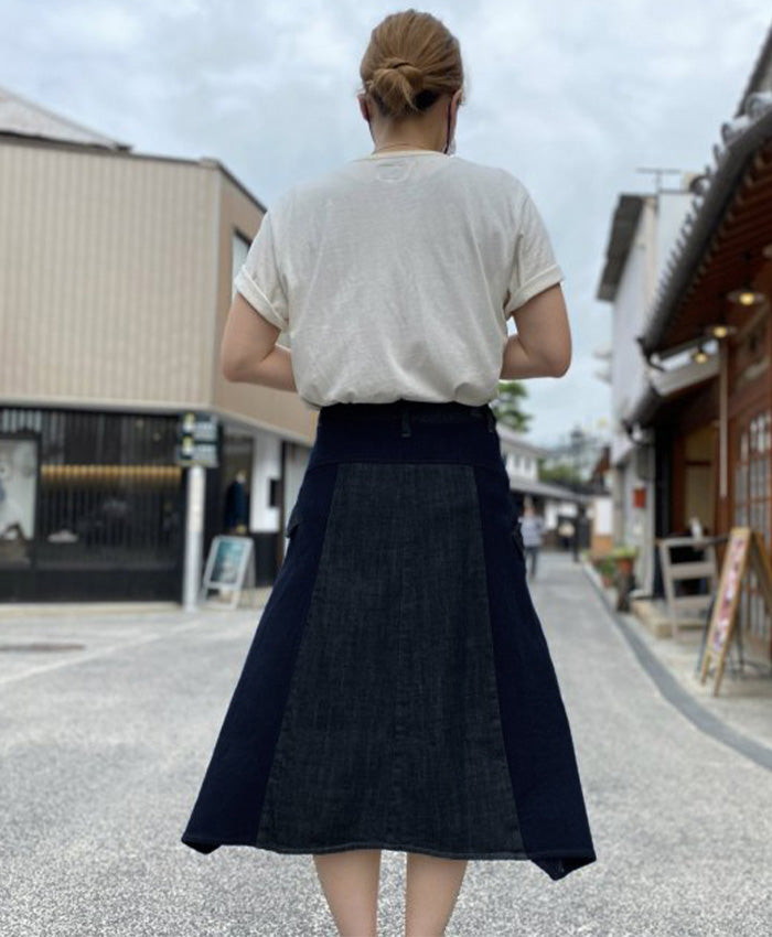 graphzero Switching Flare Skirt Indigo [La-SFSK-0408]