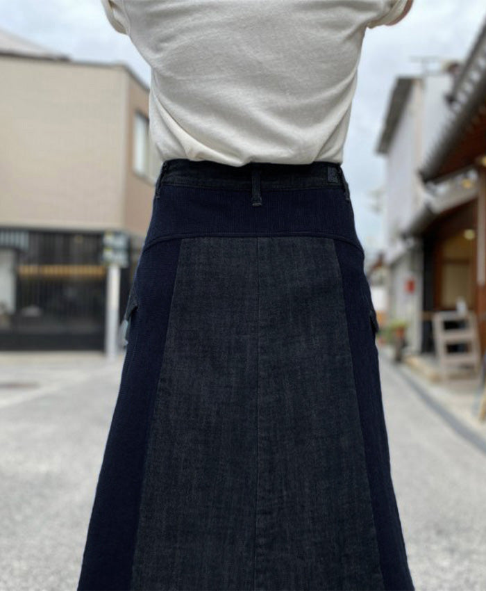 graphzero Switching Flare Skirt Indigo [La-SFSK-0408]