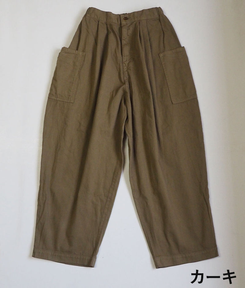 graphzero(グラフゼロ) タックギャザーパンツ 赤耳セルビッチツイル カーキ ベージュ ホワイト メンズ レディース 男女兼用 [La-TGPT-0403]