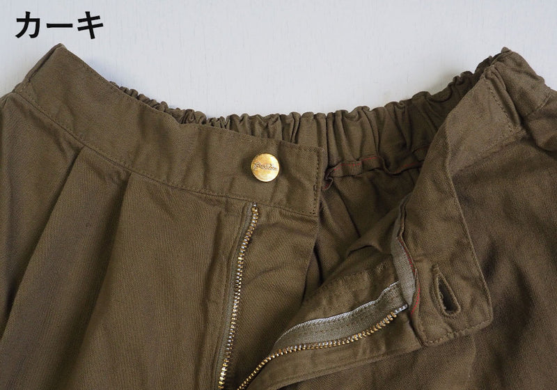graphzero(グラフゼロ) タックギャザーパンツ 赤耳セルビッチツイル カーキ ベージュ ホワイト メンズ レディース 男女兼用 [La-TGPT-0403]