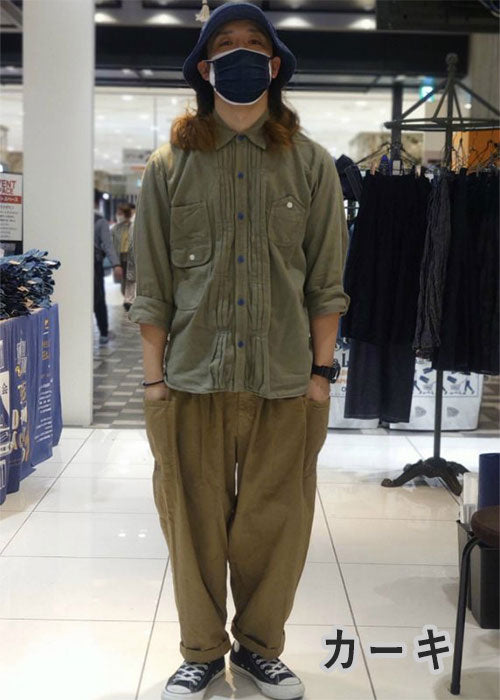 graphzero(グラフゼロ) タックギャザーパンツ 赤耳セルビッチツイル カーキ ベージュ ホワイト メンズ レディース 男女兼用 [La-TGPT-0403]