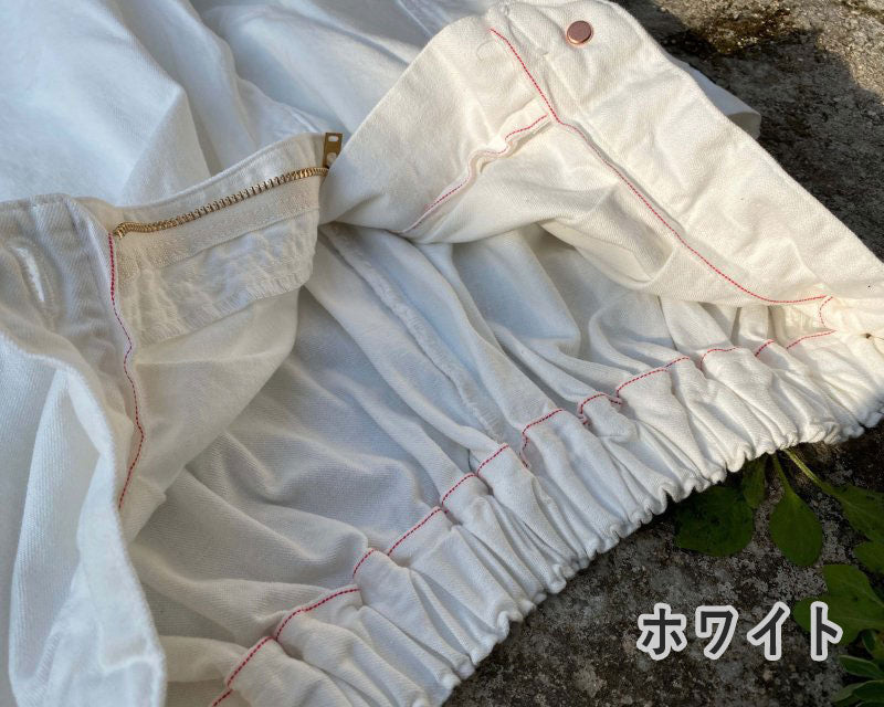 graphzero(グラフゼロ) タックギャザーパンツ 赤耳セルビッチツイル カーキ ベージュ ホワイト メンズ レディース 男女兼用 [La-TGPT-0403]