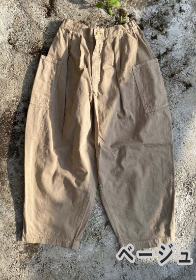 graphzero(グラフゼロ) タックギャザーパンツ 赤耳セルビッチツイル カーキ ベージュ ホワイト メンズ レディース 男女兼用 [La-TGPT-0403]