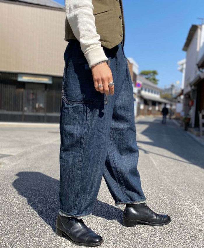 graphzero(グラフゼロ) タックギャザーパンツ インディゴ メンズ レディース 男女兼用 [La-TGPT-0503-ID]