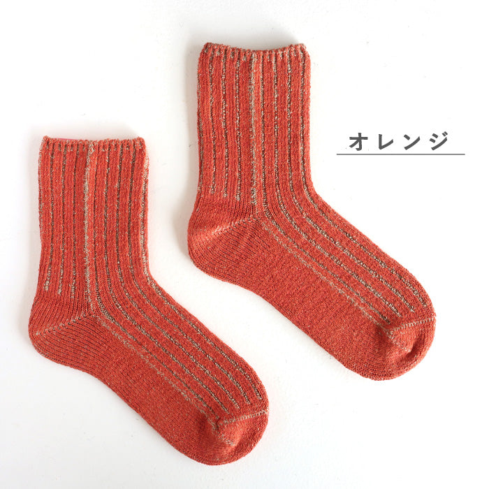 hasegawa（ハセガワ）長谷川商店 シルク リネン リブソックス レディース  [LE0473A] ロークルー丈