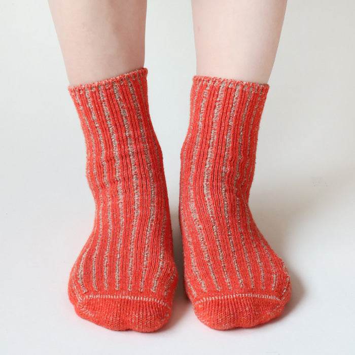 hasegawa（ハセガワ）長谷川商店 シルク リネン リブソックス レディース  [LE0473A] ロークルー丈