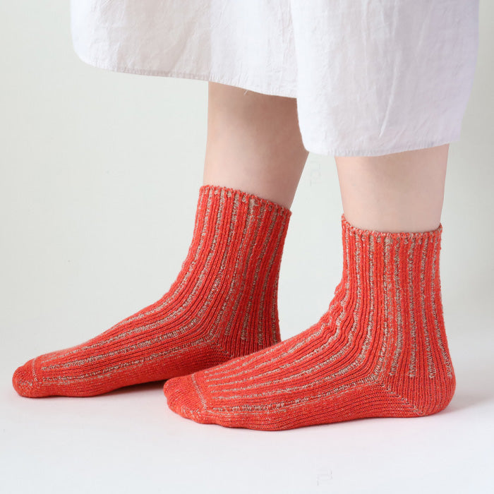 hasegawa（ハセガワ）長谷川商店 シルク リネン リブソックス レディース  [LE0473A] ロークルー丈