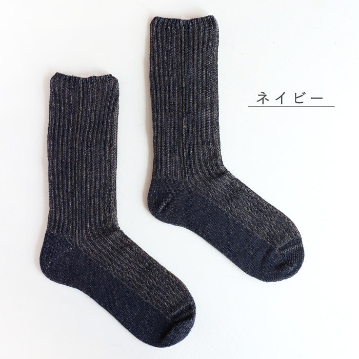 hasegawa Hasegawa Shoten Silk Linen Relax Ribbed Socks Ladies [LE0816] Crew Length