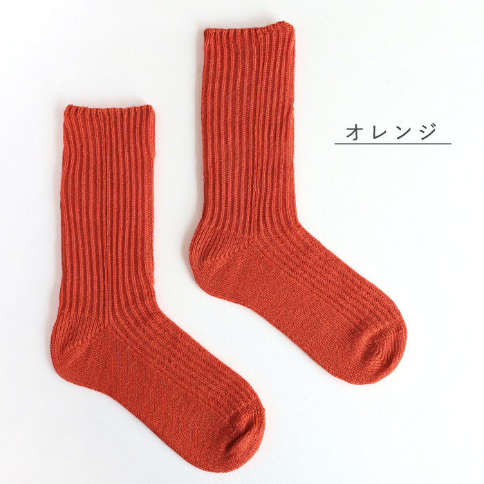hasegawa Hasegawa Shoten Silk Linen Relax Ribbed Socks Ladies [LE0816] Crew Length