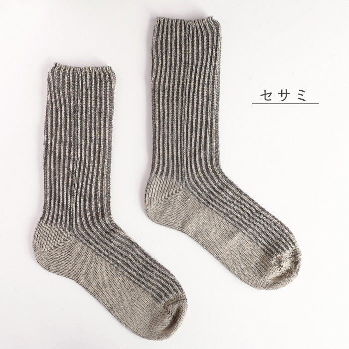 hasegawa Hasegawa Shoten Silk Linen Relax Ribbed Socks Ladies [LE0816] Crew Length