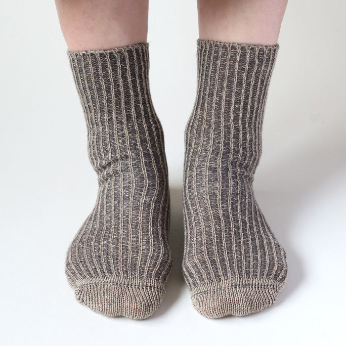 hasegawa Hasegawa Shoten Silk Linen Relax Ribbed Socks Ladies [LE0816] Crew Length