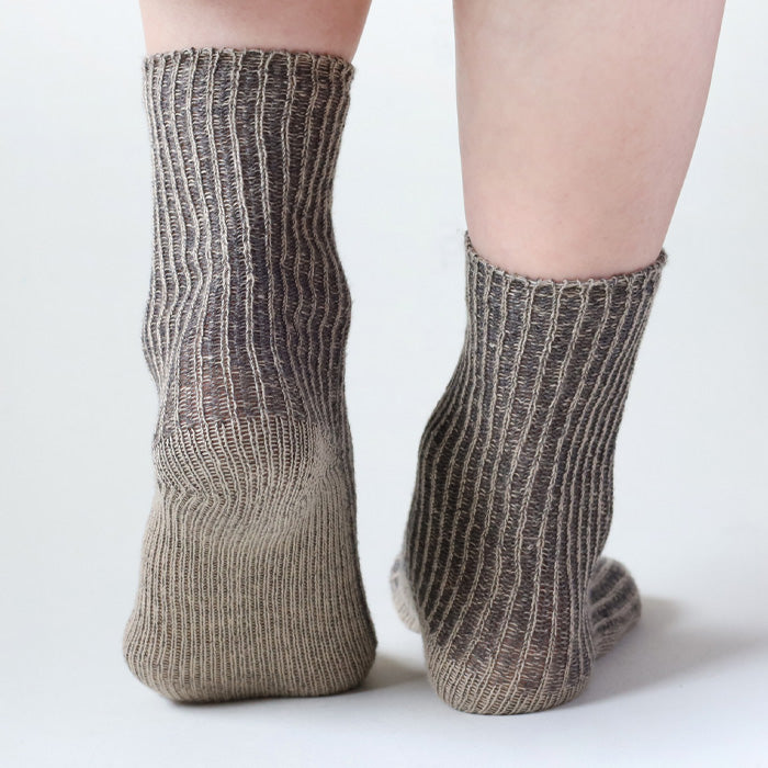 hasegawa Hasegawa Shoten Silk Linen Relax Ribbed Socks Ladies [LE0816] Crew Length