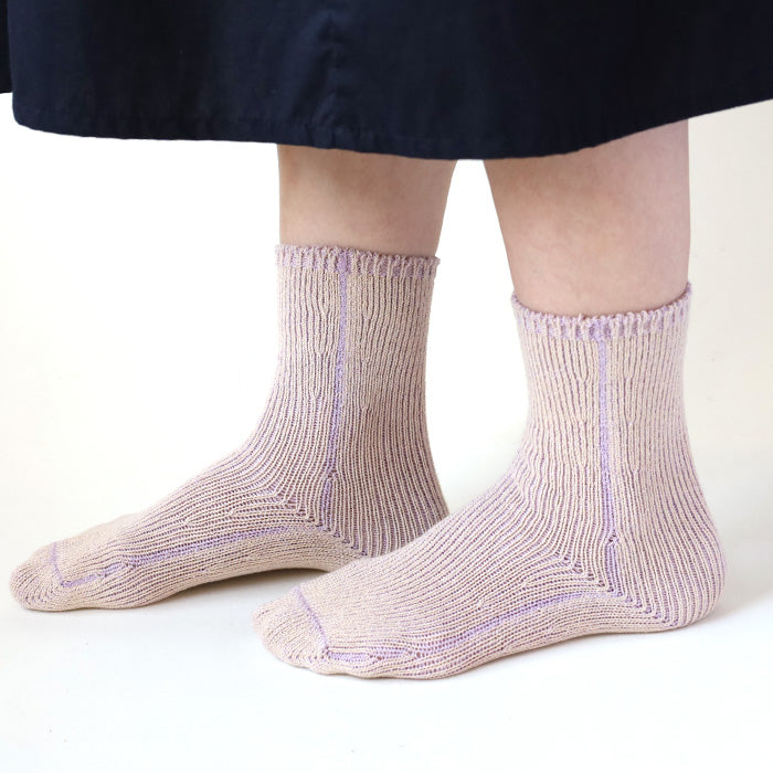 hasegawa Hasegawa Shoten Inner Silk Breathing Socks Women's [LE1316-LE] Crew Length Silk Cotton 22cm-25cm 
