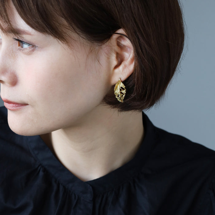 Lano Leaf Hook Earrings Brass Set of 2 [LN-2028] Accessory Artist Tomoaki Hirano Handmade Accessories Antique Style 