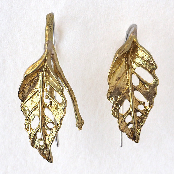 Lano Leaf Hook Earrings Brass Set of 2 [LN-2028] Accessory Artist Tomoaki Hirano Handmade Accessories Antique Style 