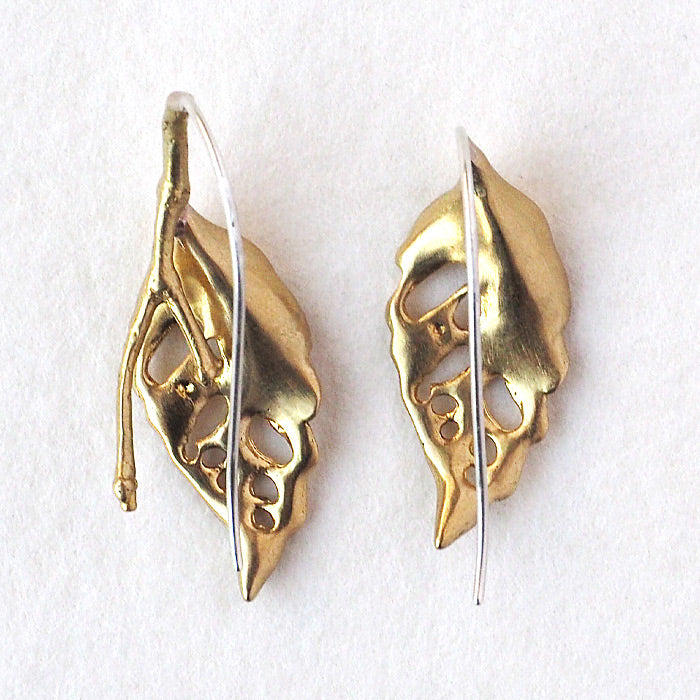 Lano Leaf Hook Earrings Brass Set of 2 [LN-2028] Accessory Artist Tomoaki Hirano Handmade Accessories Antique Style 