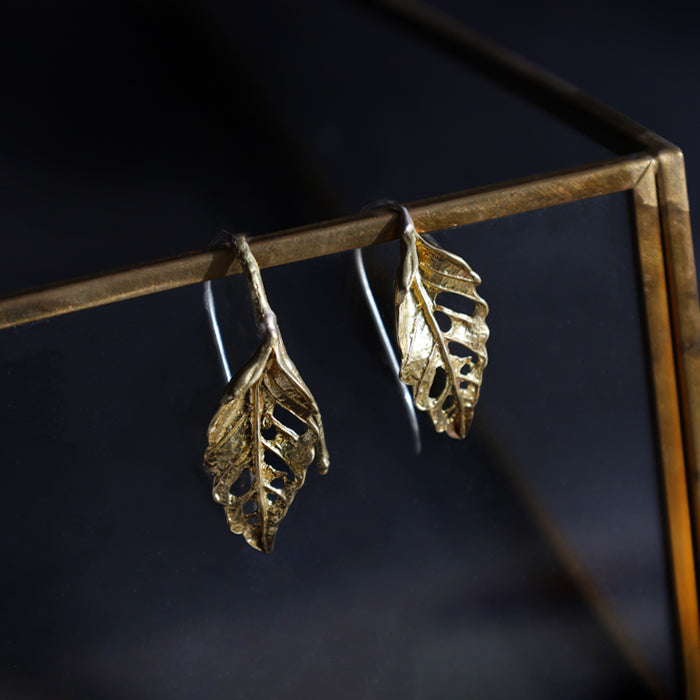 Lano Leaf Hook Earrings Brass Set of 2 [LN-2028] Accessory Artist Tomoaki Hirano Handmade Accessories Antique Style 