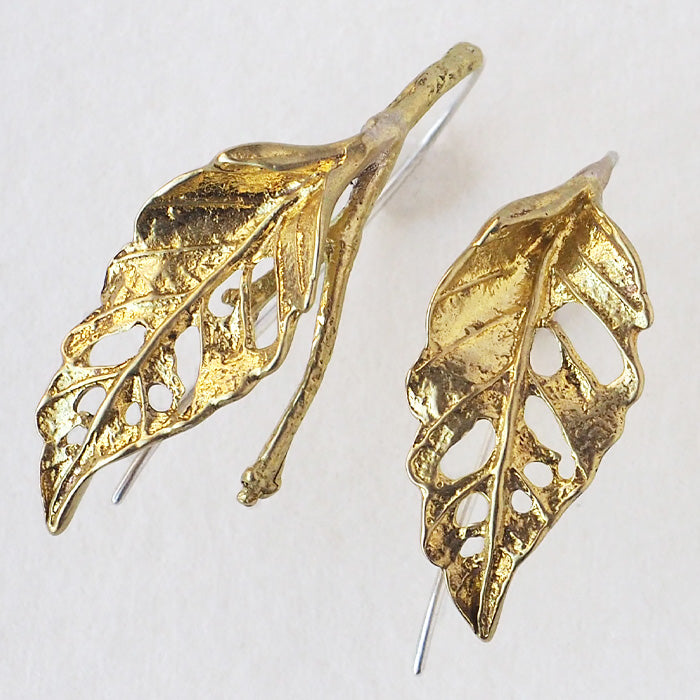 Lano Leaf Hook Earrings Brass Set of 2 [LN-2028] Accessory Artist Tomoaki Hirano Handmade Accessories Antique Style 
