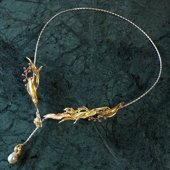 Lano（ラノ） 手作りアクセサリー 南洋パール×銅×真鍮×シルバー ボヌール ネックレス[LN-4213]