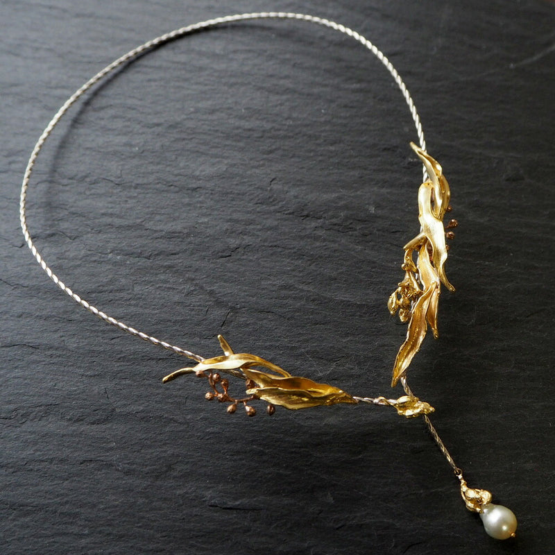 Lano（ラノ） 手作りアクセサリー 南洋パール×銅×真鍮×シルバー ボヌール ネックレス[LN-4213]