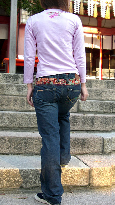 [Inventory disposal special price! ] mizra Women's Japanese pattern light ounce jeans [LPW-36014] 
