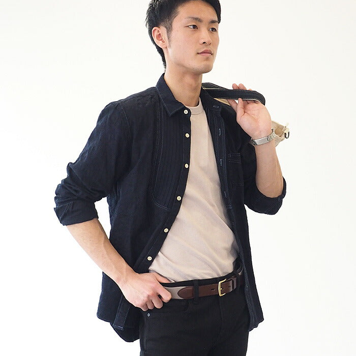 [2 colors] Dady Tochigi Leather Twist Tannin Oil Leather x Rubber Belt Men's [MI-0004] 